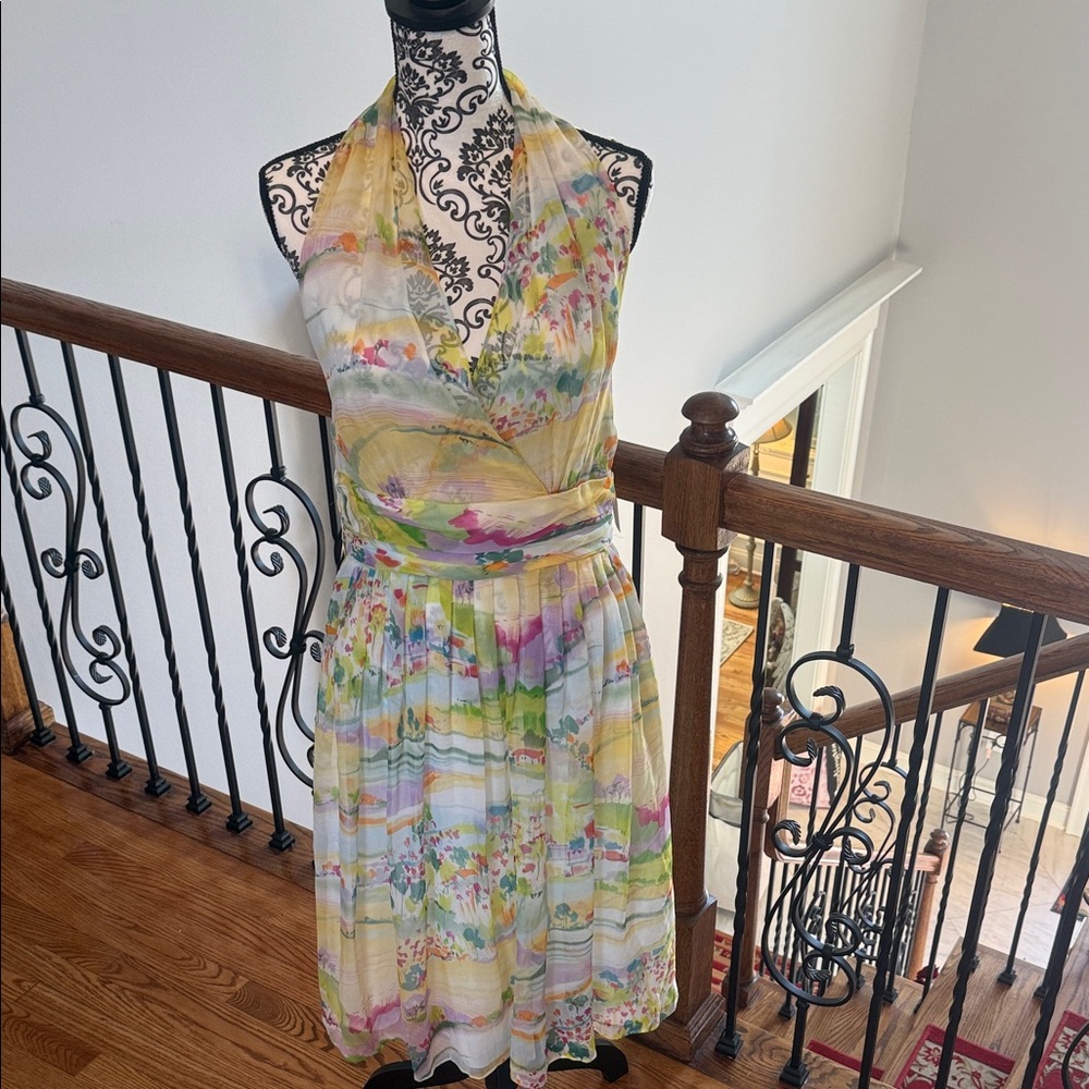 Maggy London Multicolor Backless Halter Dress